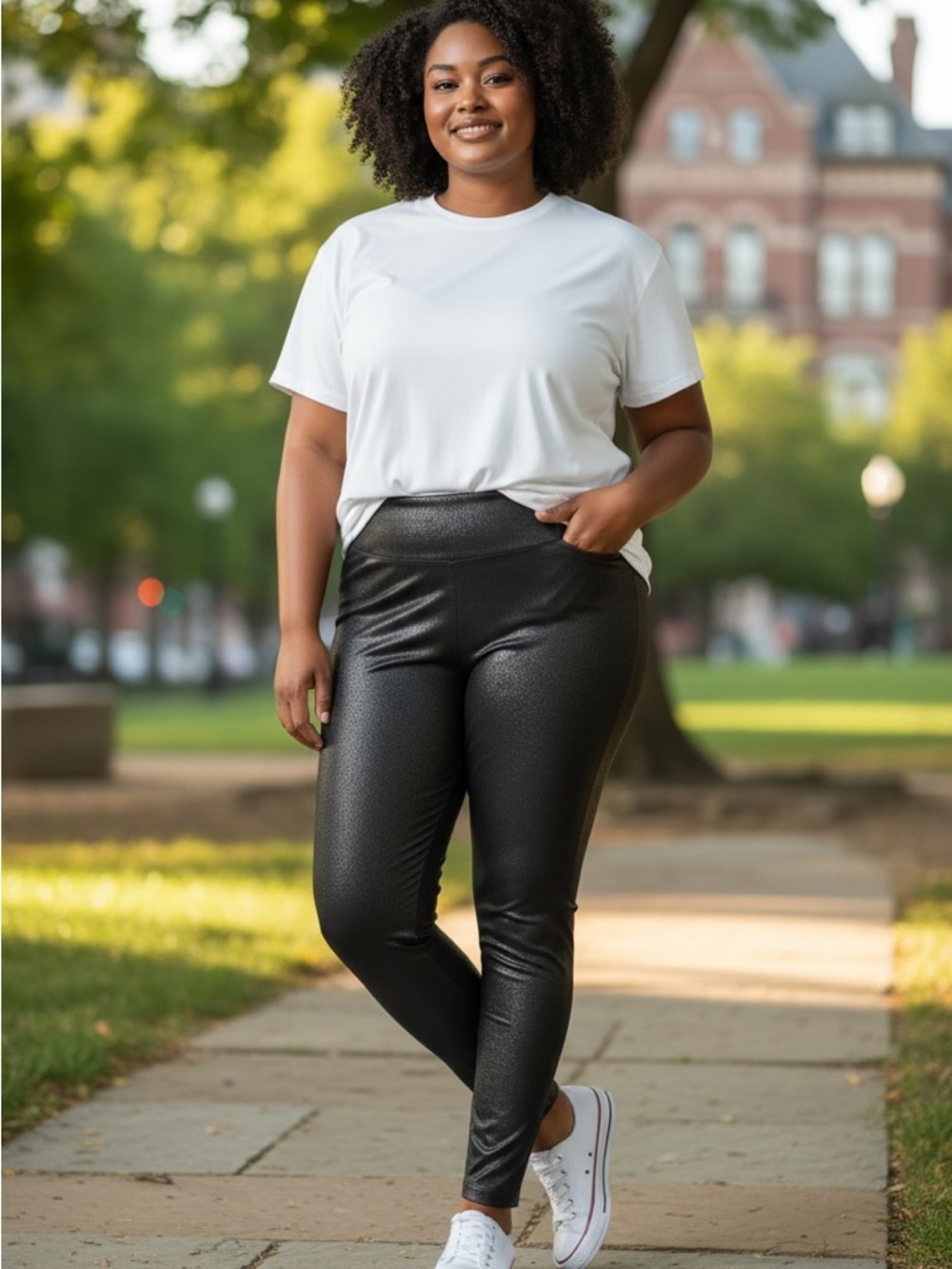 Ava and Viv Plus-Size Faux Leather Leggings - Black